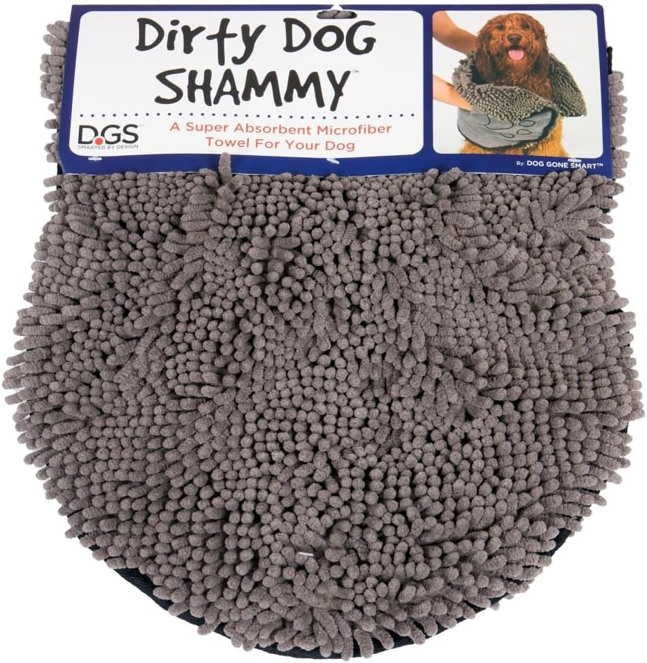 Toalla Ultra Absorbente para Perros - Secado Rápido Antimicrobiana con Bolsillos para las Manos, 79x33 cm, Gris