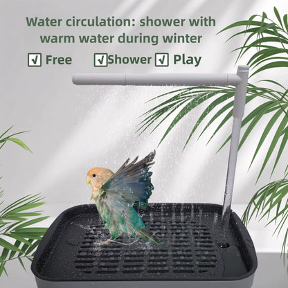 Bañera Automática para Pájaros - Bañera de Sobremesa con Circulación de Agua para Loros y Aves, Carga USB
