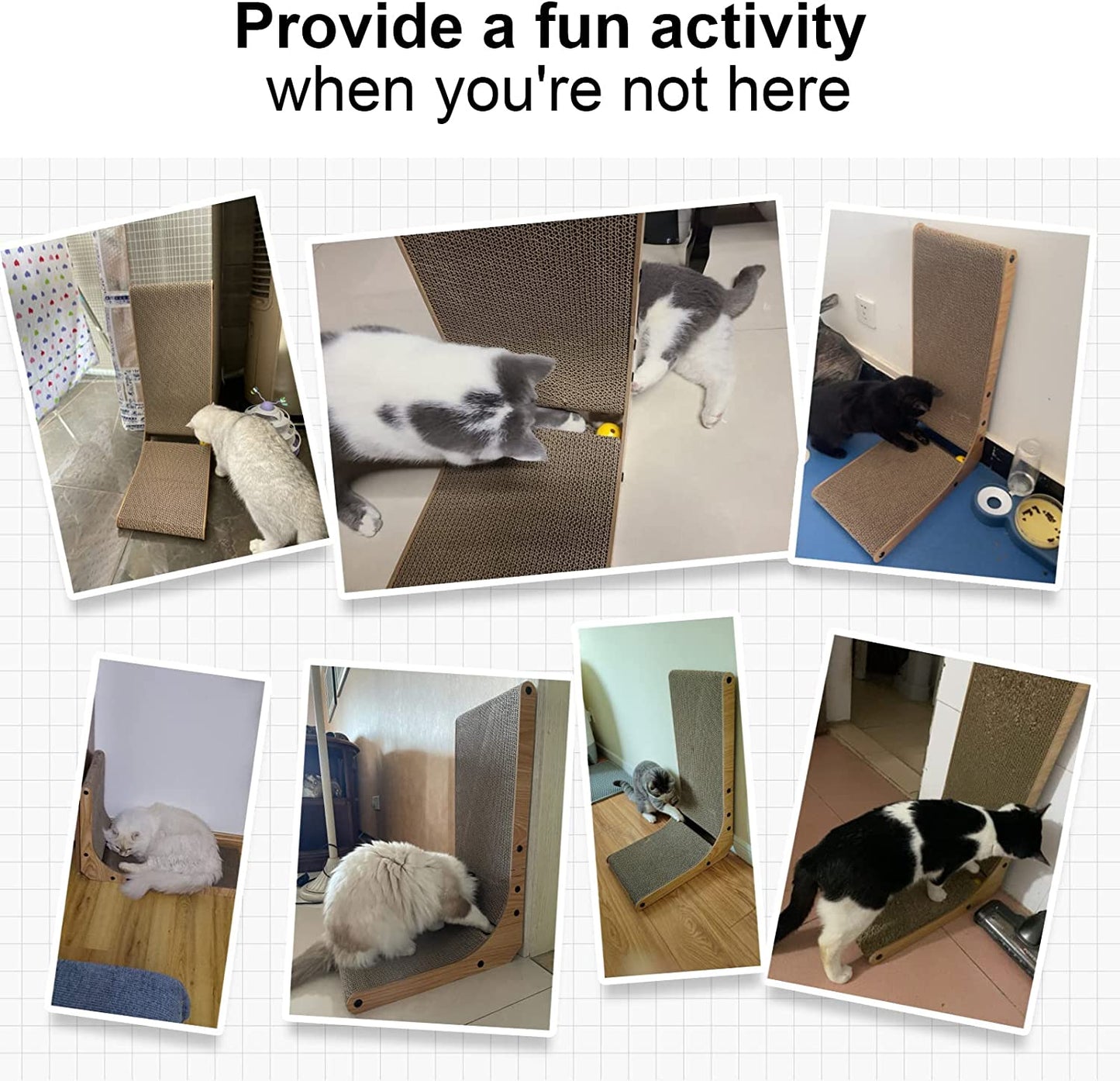 Rascador de Pared para Gatos en L - 68 cm, Cartón Resistente con Pelota de Juego, para Gatos de Interior