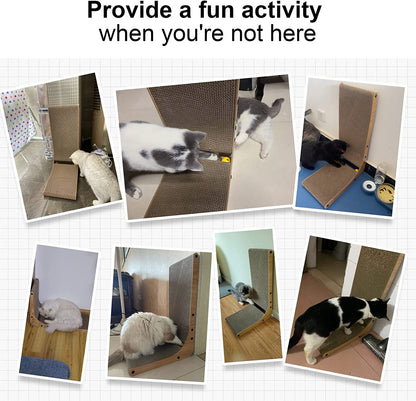 Rascador de Pared para Gatos en L - 68 cm, Cartón Resistente con Pelota de Juego, para Gatos de Interior