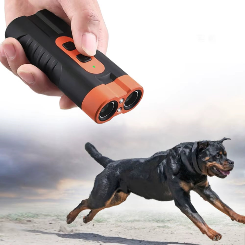 Repelente Ultrasónico Recargable para Perros - Control de Ladridos con Linterna LED, Entrenamiento sin Contacto