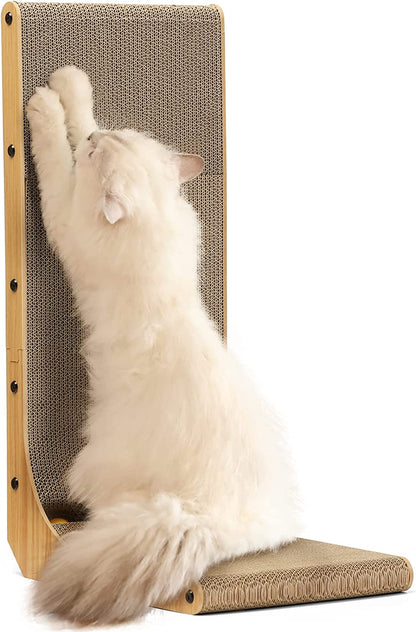 Rascador de Pared para Gatos en L - 68 cm, Cartón Resistente con Pelota de Juego, para Gatos de Interior