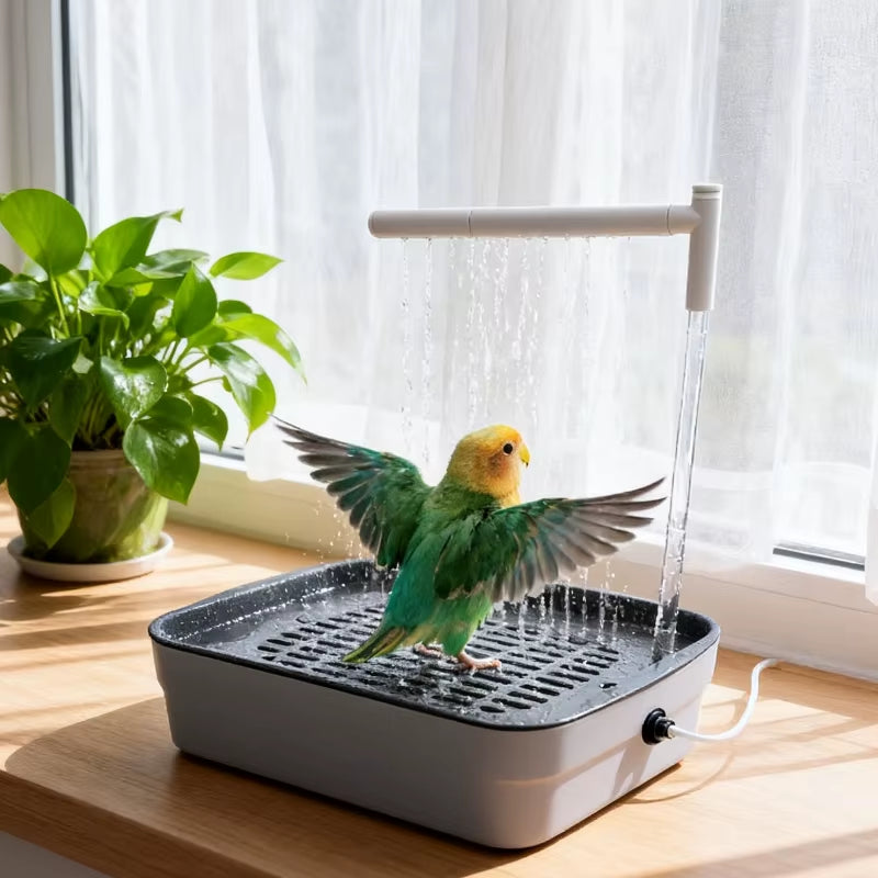 Bañera Automática para Pájaros - Bañera de Sobremesa con Circulación de Agua para Loros y Aves, Carga USB