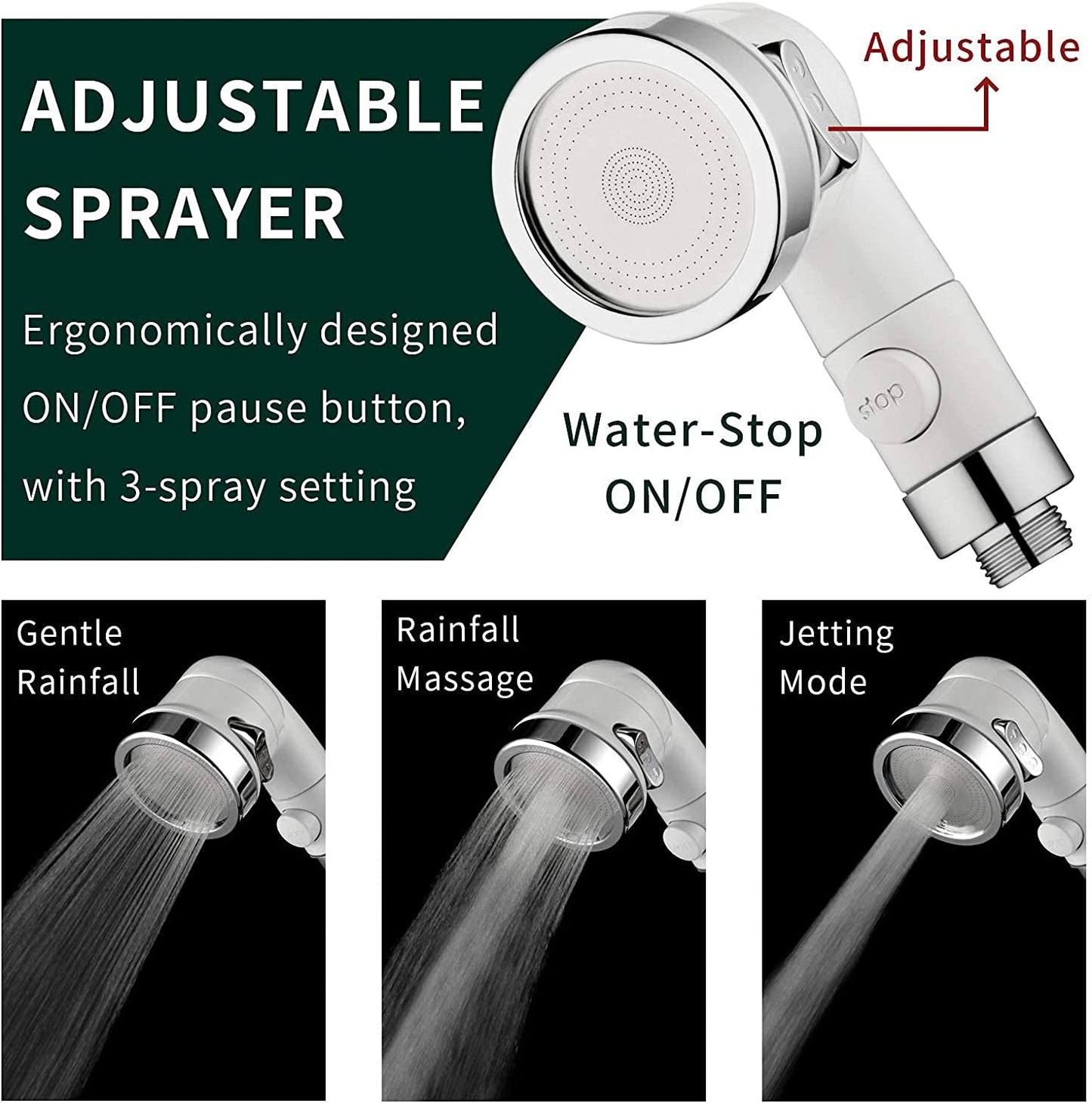 Alcachofa de Ducha Adaptable al Grifo - Manguera Extensible 3m para Bañar Mascotas, Bebés y Uso en Cocina o Baño